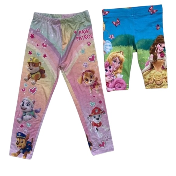 2 pants girls 2-3T home or play clothes Disney Princess Paw Patrol Nickelodeon - Picture 1 of 6